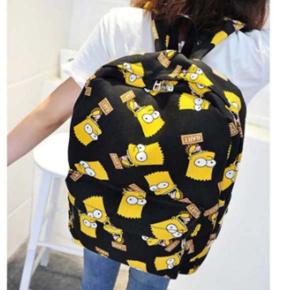 Pretty Canvas Backpack Cartoon Printing School Bags Casual for Teenager Girls Sh